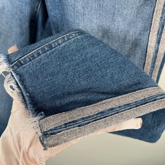 Anthropologie Pilcro and The Letterpress Tuxedo Stripe Raw Hem Jeans 27 - Picture 10 of 15